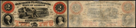 Continental-, Colonial Currency, State Issue, United States
Georgia. 2 $ 1859, 2 Signaturen, 2x rot. Merchants Planters Bk, - Haxbay 315
III