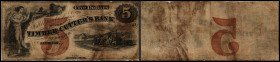 Continental-, Colonial Currency, State Issue, United States
Georgia. 5 $ 1850s,  Datum u. Sign. nicht lesbar, verschmutzt. Timber Cutter`s Bk, Sav, - ...