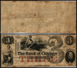 Continental-, Colonial Currency, State Issue, United States
ILLlinois. 3 $ 1850s, 2 Signaturen, Branch Chicago, Df. TCC, links SETH PAINE & Co, Bk.. I...