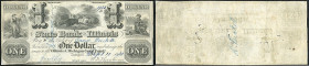 Continental-, Colonial Currency, State Issue, United States
ILLlinois. 1 $ 1840, 2 Signaturen, Branch Lockport, schnittentwertet, Df. RW&E, Nominale n...