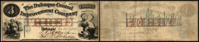 Continental-, Colonial Currency, State Issue, United States
Iowa. 3 $, 1857, 2 Signaturen, Dubuque. Dubuque Central Inprovement Comp.
III