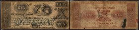 Continental-, Colonial Currency, State Issue, United States
Luisiana. 10 $ 1856, 2 Signaturen. Citizens Bk, - Haxby 15/I
IV