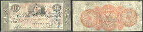 Continental-, Colonial Currency, State Issue, United States
Luisiana. 10 $ 1862,  2 Signaturen, blauer Stpl. Registred     ?. Bk of Luisiana, - Haxby ...