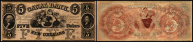 Continental-, Colonial Currency, State Issue, United States
Luisiana. 5 $ 18xx, remainder. Canal-, Canal & Bk ect., -  Haxby 105/I u.II
I