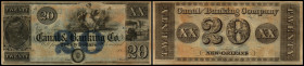 Continental-, Colonial Currency, State Issue, United States
Luisiana. 20 $ 18xx, remainder. Canal-, Canal & Bk ect., -  Haxby 105/I u.II
I
