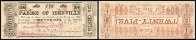 Continental-, Colonial Currency, State Issue, United States
Luisiana. 25 Cents,  20.1.1862, 2 hs Signaturen, D. bds.. Plaguemine, Parish of Iber Ville...