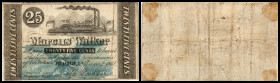 Continental-, Colonial Currency, State Issue, United States
Luisiana. 25 Cents 1861, 1 hs Signatur + J.M. N.Orl.. Markus Walker, Franklin, St.Mary Par...