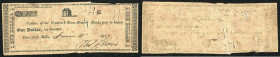 Continental-, Colonial Currency, State Issue, United States
Maryland. 1 $ 1837, 1 Signatur, gedruckt: Cirizen office Fred., schnittentwertet. Frederic...