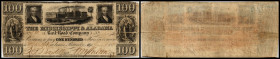 Continental-, Colonial Currency, State Issue, United States
Mississippi. 100 $ 1837, 2 Signaturen. Mississippi & Allabama, Rail Road Co., - Haxby 25/I...