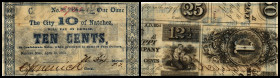 Continental-, Colonial Currency, State Issue, United States
Mississippi. 10 Cents, 1 $ 1863, je 2 Signaturen, Rs auf Geldscheinteilen gedruckt. Natche...