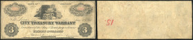 Continental-, Colonial Currency, State Issue, United States
Missouri. 3 $ 1861, hs Signatur. Cyty Treasury Warrant
III