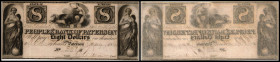 Continental-, Colonial Currency, State Issue, United States
New Jersey. 8 $ 1860, 1 Signatur, remainder?. Peoples Bk of Paterson, - Haxby 438
II