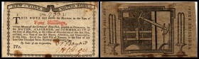 Continental-, Colonial Currency, State Issue, United States
New York. 4,8 Shillings 1776, Privatausgabe. Water Work
III/IV