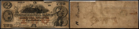 Continental-, Colonial Currency, State Issue, United States
New York. 2 $ 15.6.1860, 2 Signaturen, Dfa. WH&W. Commercial Bk of Saratoga Springs, - Hax...