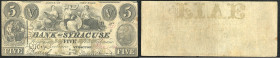 Continental-, Colonial Currency, State Issue, United States
New York. 5 $ 1860, 2 Signaturen. Syracuse Bk of, - Haxby 2655
III