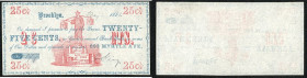 Continental-, Colonial Currency, State Issue, United States
New York. 25 Cents 1861, 1 Signatrur, 683 Myrtle Ane. Brooklyn, Merchants Scrip, zu Criswe...