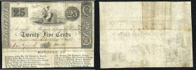 Continental-, Colonial Currency, State Issue, United States
New York. 25 Cents 1839?, 2 Signaturen?) Adressen und Straßennamen. New York City, unbekan...