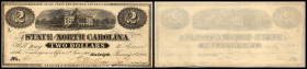 Continental-, Colonial Currency, State Issue, United States
North Carolina. 2x1,2 $ 1863, Serie A/B, B, A, hs. Signaturen, P-S2365, 2366. State of / C...
