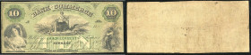 Continental-, Colonial Currency, State Issue, United States
North Carolina. 10 $ 1857, 2 Signaturen. Newbern, Bc of Commerce, - Haxby 40
III/IV