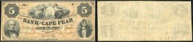 Continental-, Colonial Currency, State Issue, United States
North Carolina. 5 $  1857?, 2 Signaturen, Df. BC(&Co). Wilmington, Bk of Cape Fear, - Haxb...