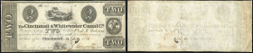 Continental-, Colonial Currency, State Issue, United States
Ohio. 2 $ 1840, 2 Signaturen. Cincinnati & Whitewater Canal Cp. – Criswell C303/06
III+