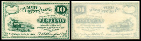 Continental-, Colonial Currency, State Issue, United States
Ohio. 10 Cents, 1862, ohne KN, Sign. gedruckt. Summit County Bk – Criswell S883
I