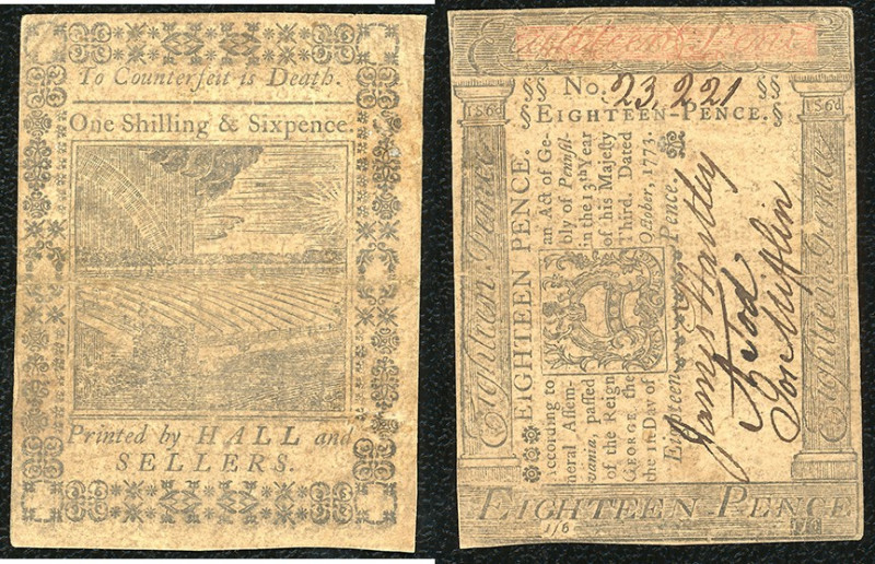 Continental-, Colonial Currency, State Issue, United States
Pennsylvania. 18 Pen...