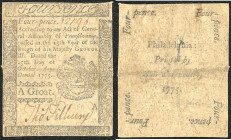 Continental-, Colonial Currency, State Issue, United States
Pennsylvania. 4 Pence 25.10.1775, P-S2546. Colonial
III/IV