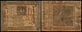 Continental-, Colonial Currency, State Issue, United States
Pennsylvania. 18 Pence 25.10.1775, P-2550, Rs Klebespuren. Colonial
IV