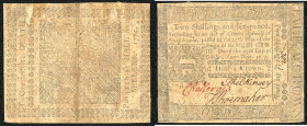 Continental-, Colonial Currency, State Issue, United States
Pennsylvania. 2 Sh. 6 Pence. 25.10.1775A, P-2552. Colonial
III/IV