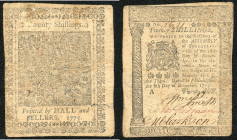 Continental-, Colonial Currency, State Issue, United States
Pennsylvania. 20 Sh  8.12.1775A, P-S2558. Colonial
III-
