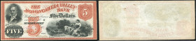 Continental-, Colonial Currency, State Issue, United States
Pennsylvania. 5 $ 1858, 2 Signaturen. Mckee´s Port, Monongahela Valley Bk,  - Haxbay 280
I...