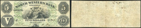 Continental-, Colonial Currency, State Issue, United States
Pennsylvania. 5 $ 1860, 2 Signaturen. Warren, North Western Bk, - Haxby 670
III+