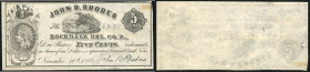 Continental-, Colonial Currency, State Issue, United States
Pennsylvania. 5 Cents 1862, 1 Signatur. Rockdale del. Co PA, John B. Rhodes
II