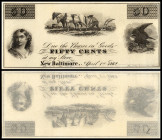 Continental-, Colonial Currency, State Issue, United States
Pennsylvania. 50 Cents 1862, blanko; ob NY oder PA?. New Baltimore, ohne Ausgabestelle
I