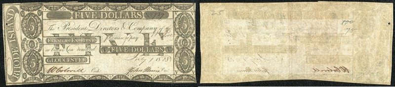 Continental-, Colonial Currency, State Issue, United States
Rhode Island. 5 $ 18...
