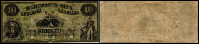 Continental-, Colonial Currency, State Issue, United States
South Carolina. 10 $ 1857, 2 Signaturen. Cheraw, Merchants Bk – Haxby 60
III
