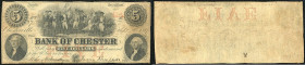 Continental-, Colonial Currency, State Issue, United States
South Carolina. 5 $ 1854, 2 Signaturen. Bk of Chesterville, - Haxby 65/I
III