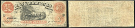 Continental-, Colonial Currency, State Issue, United States
South Carolina. 10 $ 1858, 2 Signaturen.. Bk of Hamburg (2.) -  Haxby 86
III
