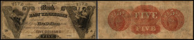 Continental-, Colonial Currency, State Issue, United States
Tennessee. 5 $ 1855, 2 Signaturen, Des. 5D. Knoxville, Bk East Tennessee. – Haxby 55/I
III...