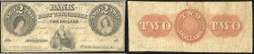 Continental-, Colonial Currency, State Issue, United States
Tennessee. 2 $ 1854, 2 Signaturen, Design 2B. Jonesboro Branch III
III-
