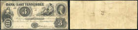 Continental-, Colonial Currency, State Issue, United States
Tennessee. 3 $ 1854, 2 Signaturen, Design 3A. Jonesboro Branch III
III