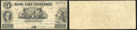 Continental-, Colonial Currency, State Issue, United States
Tennessee. 5 $ 1854, 2 Signaturen, Design 5B. Jonesboro Branch III
III