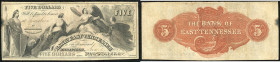 Continental-, Colonial Currency, State Issue, United States
Tennessee. 5 $ 1855, 2 Signaturen, Design 5C, kleiner Fleck. Jonesboro Branch III
III