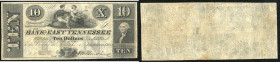 Continental-, Colonial Currency, State Issue, United States
Tennessee. 10 $ 1854, 2 Signaturen, Design 10A. Jonesboro Branch III
III
