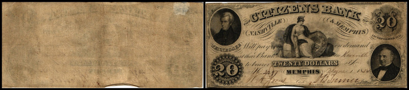 Continental-, Colonial Currency, State Issue, United States
Tennessee. 20 $ 1854...