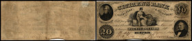Continental-, Colonial Currency, State Issue, United States
Tennessee. 20 $ 1854, 2 Signaturen, Des. 20B, Df. TC, Rs dünne Stelle. Citizens Bk of Nash...