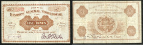 Continental-, Colonial Currency, State Issue, United States
Utah. 5 Cent 1896, 1 Signatur, Salt Lake City. Bishops General Storehouse, Criswell nur 18...