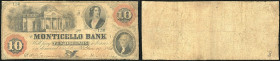 Continental-, Colonial Currency, State Issue, United States
Virginia. 5,10 $ 1860, 2 Signaturen, 1x Eckfehler. Charlottesville, Monticello Bk, – Haxby...