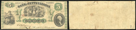 Continental-, Colonial Currency, State Issue, United States
Virginia. 5 $ 1861, 2 Signaturen. Chatham, Pittsylvania Bk, - Haxby 1861 50/II
III-